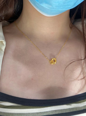 钛钢项链 百搭罗马双环项链女小众轻奢环环相扣锁骨链时尚饰品