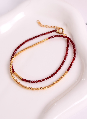 钛钢手链 蹦迪珠红色手链女百搭叠戴纤细精致轻奢手串不褪色