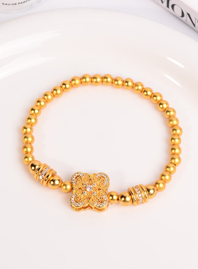 铜合金手链 新中式人生四美四叶花手链女精致时尚轻奢手串手饰