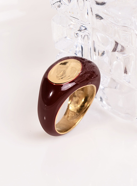 钛钢戒指 小众设计食指戒指女轻奢高级感酒红色指环显气质不褪色