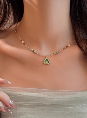 钛钢项链 夏日串珠项链女精致锁骨链高级轻奢小众配饰2025年新品