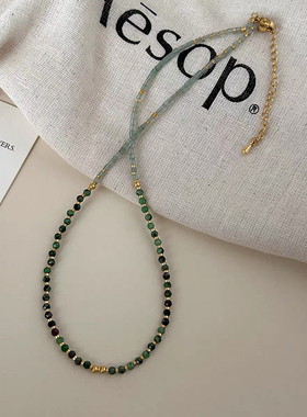 钛钢项链 薄荷曼波 高级感串珠彩色项链女时尚精致锁骨链不褪色