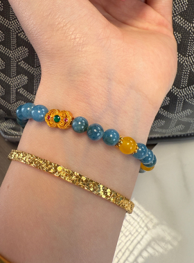 铜合金手链 超美~新中式气质百搭蓝色手链女小众手串高级感手饰品