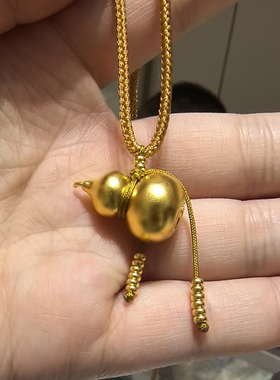 铜合金项链 实心葫芦福禄项链女新中式算盘珠编绳长款衣服配饰