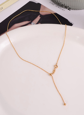 钛钢项链 基础万能链针式项链女穿珠子链子素链可调节裸链不掉色