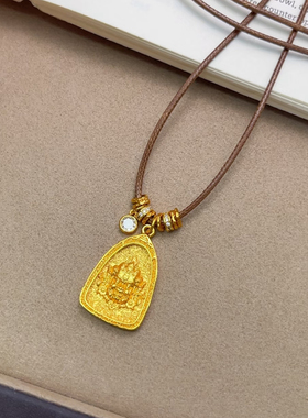 铜合金项链 三角黄财神盘缠项链女新中式复古高级感气质衣服配饰