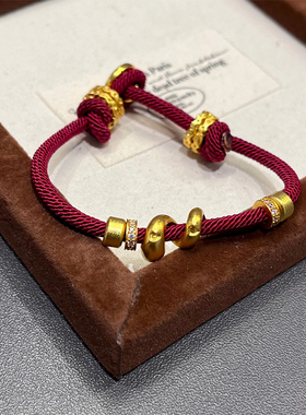 铜合金手链 卷卷蛇红色编绳手链女轻奢高级感中式国潮风手饰新年
