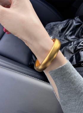铜合金手镯 加厚版轮胎手镯女宽面贵妃高档哑光素圈手环饰品礼物