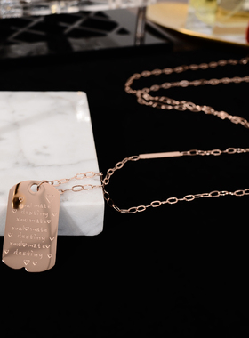 钛钢镀14K玫瑰金长款毛衣链项链