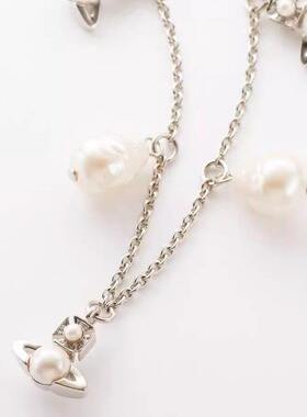 西太后土星珍珠多吊坠项链