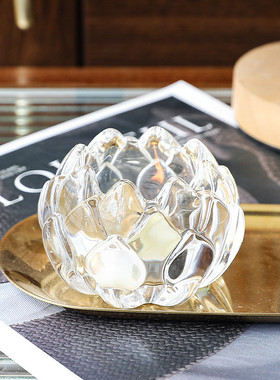 简约透明水晶玻璃烛台覆古韩风桌面床头摆件民宿房间软装饰浪漫