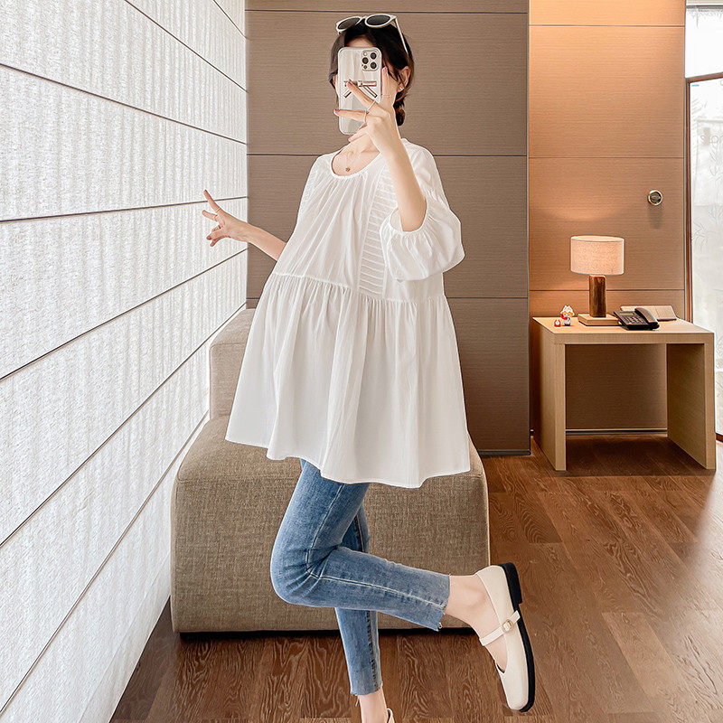 大码孕妇衬衫夏季时尚韩版设计感休闲遮肚宽松娃娃衫女200斤,淘宝优惠券,粉丝福利购,淘宝优惠卷