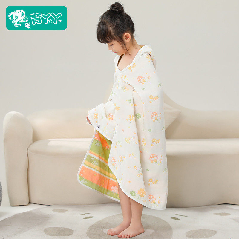 纯棉纱布披风浴巾儿童斗篷浴袍宝宝带帽子洗澡游泳可穿式沙滩巾,淘宝优惠券,粉丝福利购,淘宝优惠卷