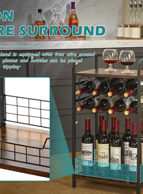 葡萄酒酒架3层洋酒吧台小型酒瓶架迷你酒柜转角落地式铁艺架
