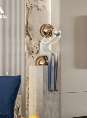 酒店大堂创意人物落地雕塑售楼处软装吹泡泡人物摆件大型艺术品