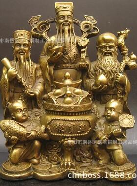 黄铜增寿纳福三仙 摆件 聚宝盆福禄寿