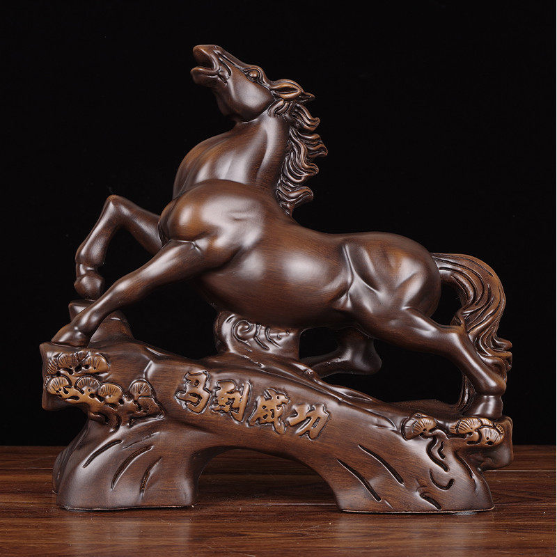 实木雕刻马到成功摆件家居客厅马工艺品办公室生肖马装饰开业礼物,淘宝优惠券,粉丝福利购,淘宝优惠卷