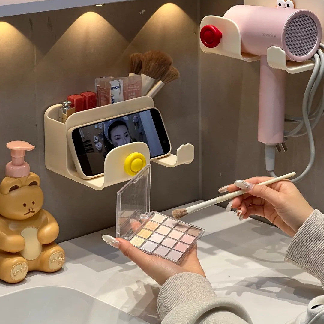 牙刷吹风机一体置物架免打孔壁挂式浴室电吹风支架吹风筒收纳挂架,淘宝优惠券,粉丝福利购,淘宝优惠卷