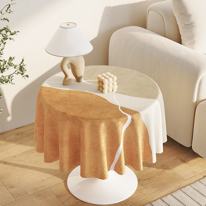奶油风圆桌桌布高级感餐桌垫免洗防油防水大圆形茶几垫台布摆台布,淘宝优惠券,粉丝福利购,淘宝优惠卷