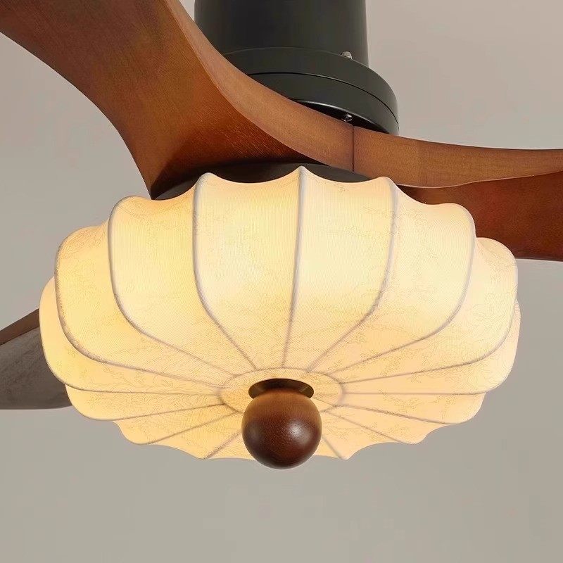 宋代美学风扇灯2025新款中古胡桃木客厅餐厅卧室灯护眼布艺吊扇灯,淘宝优惠券,粉丝福利购,淘宝优惠卷