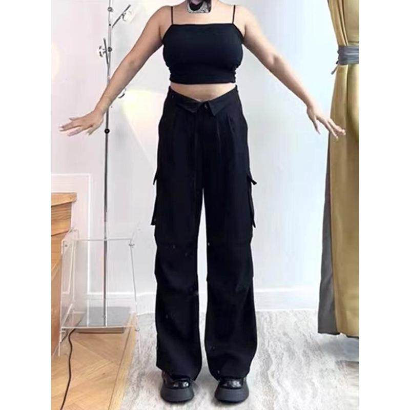 大码胖mm梨型身材棕色休闲百搭遮肚子遮胯显瘦翻边阔腿工装裤,淘宝优惠券,粉丝福利购,淘宝优惠卷