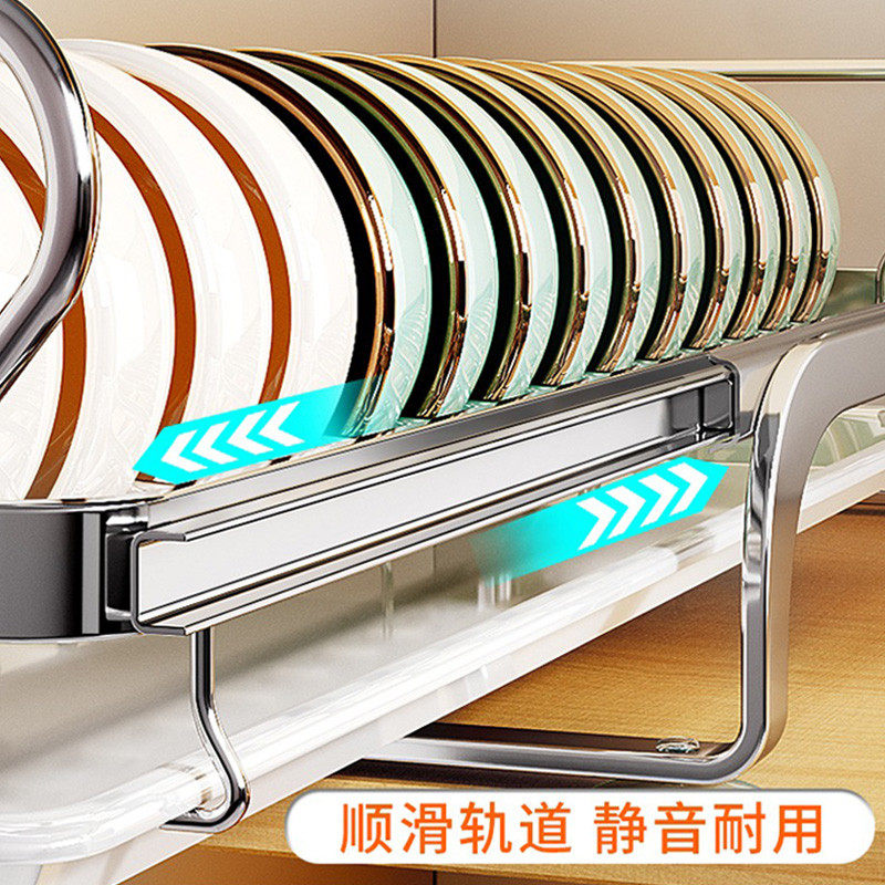 不锈钢碗碟收纳架厨房橱柜内置物架抽屉式拉篮抽拉碗柜沥水碗盘架,淘宝优惠券,粉丝福利购,淘宝优惠卷