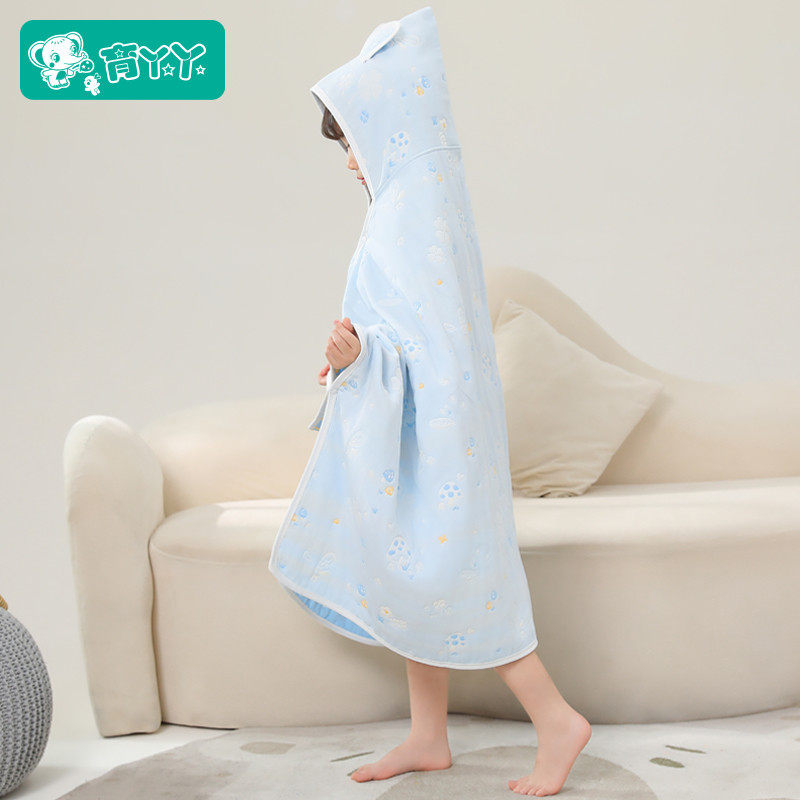 纯棉纱布披风浴巾儿童斗篷浴袍宝宝带帽子洗澡游泳可穿式沙滩巾,淘宝优惠券,粉丝福利购,淘宝优惠卷