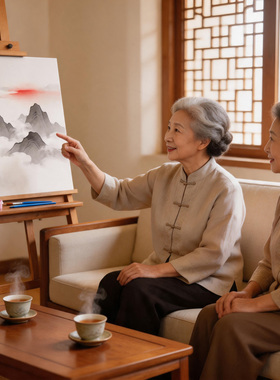 新中式水墨山脉数字油画带颜料