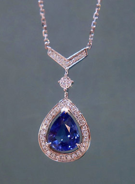 原创蓝宝石水晶镶钻气质款项链