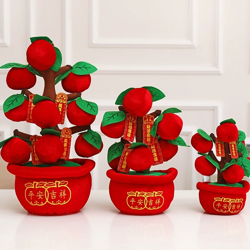 Новогодний весенний фестиваль декоративный орнамент настольный столик, бонсай, богатое дерево, яблони персикового дерева, схема новогодней сцены