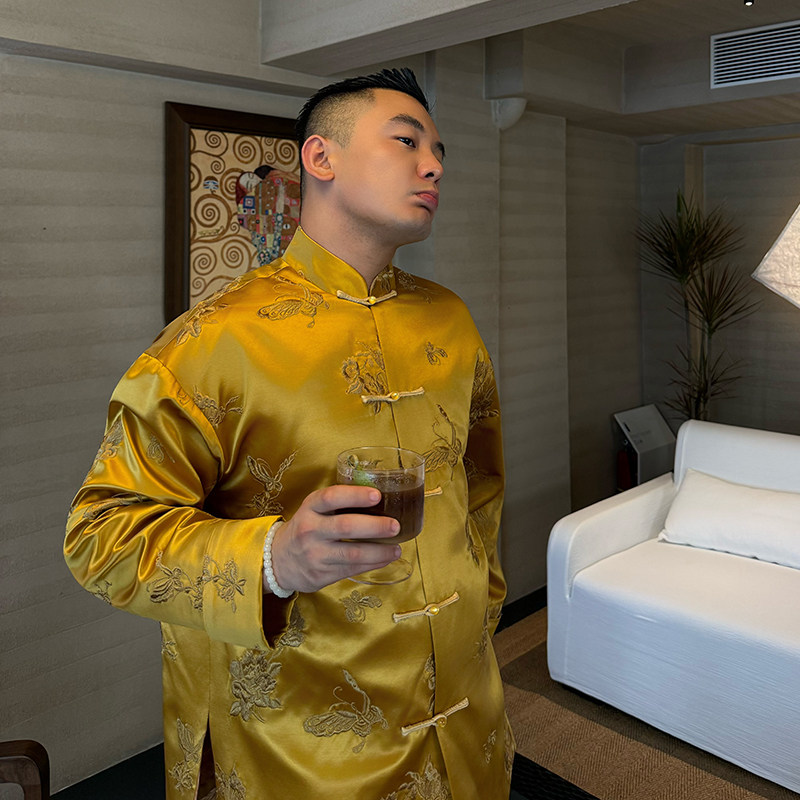 玉盘三重门新款春秋唐装羊毛丝毛缎桑蚕丝外套盘扣唐装上衣国风男,淘宝优惠券,粉丝福利购,淘宝优惠卷