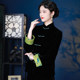 Triple door retro regular velvet splicing jacket Chinese style