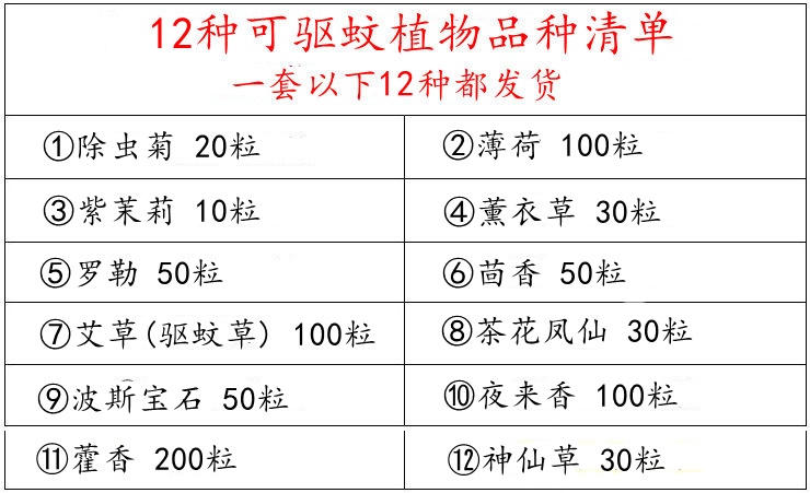 驱蚊草种子草花种籽阳台盆栽庭院除虫菊艾草四季播驱蚊植物组合-图0