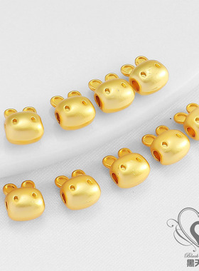 哑金卡通兔子通孔隔珠diy