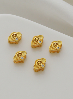 古法金立体锆石祥云项链饰品配件