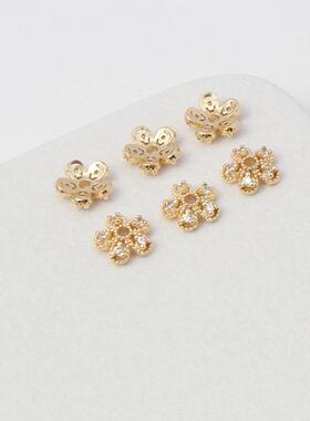 14K包金保色镶锆镂空花形花托