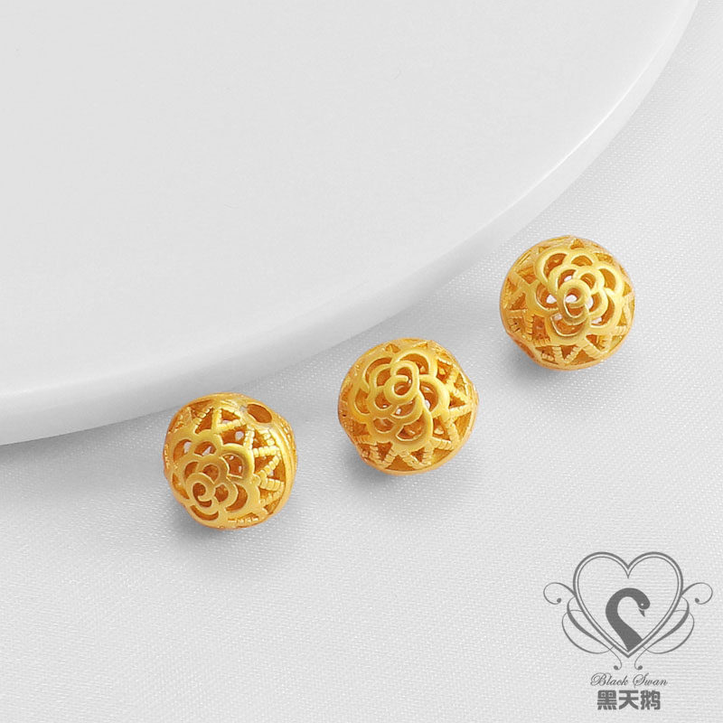 18K哑金保色多款镂空花纹圆球散珠DIY手链项链配珠隔珠串珠古法金,淘宝优惠券,粉丝福利购,淘宝优惠卷