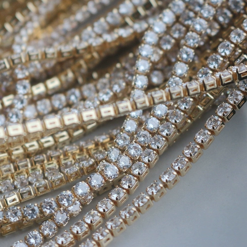 Цирконий, цепь, браслет, ожерелье, 14 карат, золотой цвет