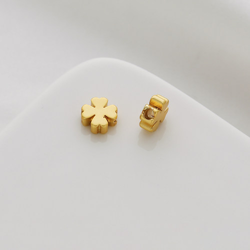 18K哑金四叶草保色隔片铜镀厚金串珠隔珠diy手工手链项链饰品配饰 - 图0