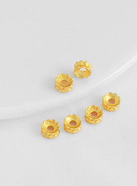 18k哑金保色立体莲花蓬头通孔diy