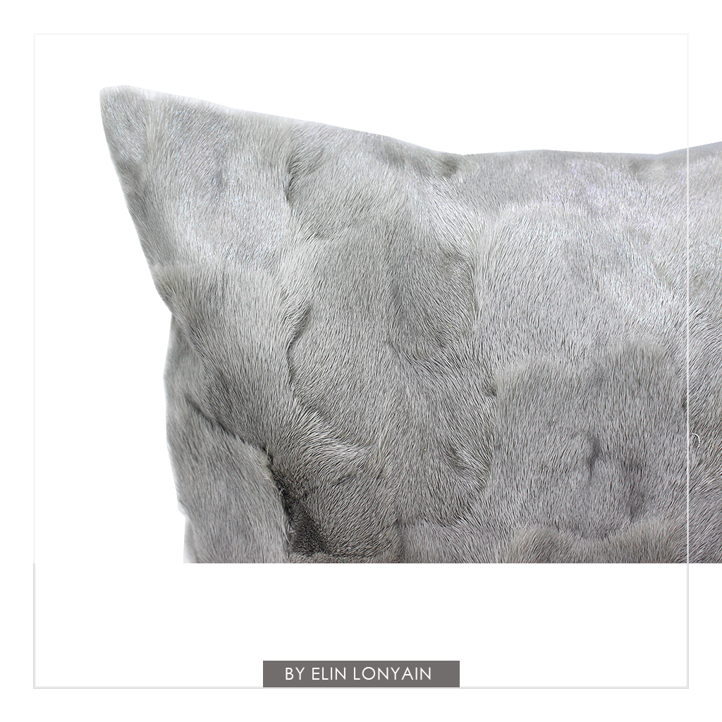 新品现代简约浅灰色貉子毛皮草靠垫抱枕轻奢样板房飘窗沙发方枕套-图2