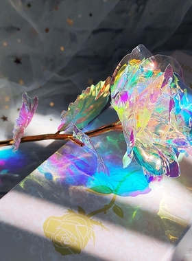 阳光捕手七彩炫光玫瑰花~变幻金箔星空玫瑰花浪漫永恒教师节礼物