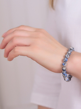 水晶手串巴基斯坦山峰原矿石手链能量石蓝铜矿