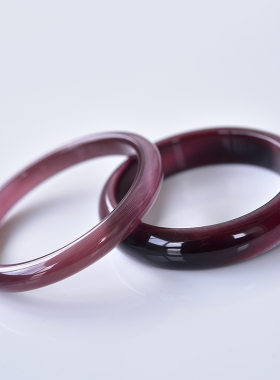 韩版正品细紫红猫眼石手镯时尚水晶镯饰品女猫眼效应明显天然浅紫