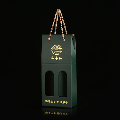 新款橄榄油山茶籽油菜籽油礼品包装盒纸盒手提纸袋双支可定制logo - 图1