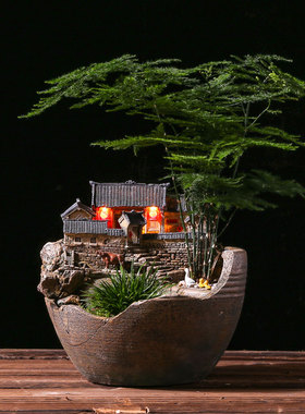 老房子模型摆件桌面树脂