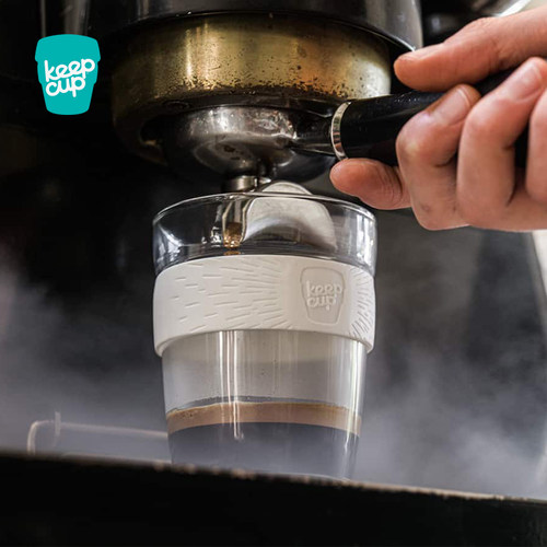澳洲keepcup咖啡杯拼色硅胶彩环防烫玻璃户外带盖情侣便携随手杯 - 图2
