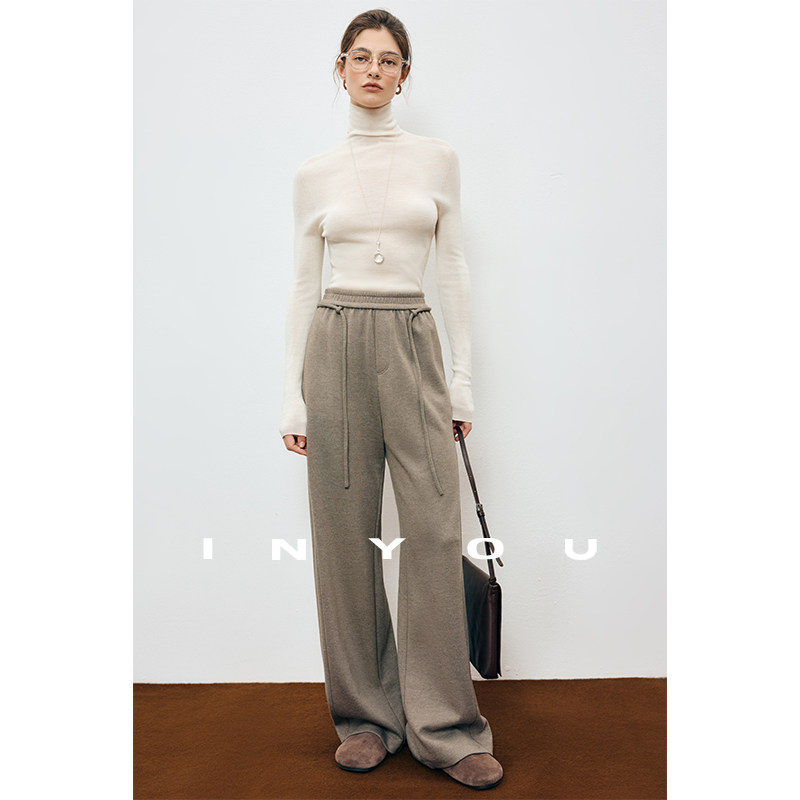 因由 遮跨藏肉加厚轻松过冬直筒阔腿裤垂感百搭针织弯刀休闲裤女,淘宝优惠券,粉丝福利购,淘宝优惠卷