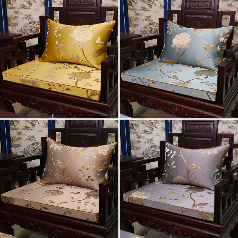 新中式红木沙发垫坐垫四季通用实木家具罗汉床套罩防滑椅子座垫子