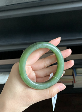 毛毛的翠//M 12225/和田玉碧玉猫眼手镯//54/2300